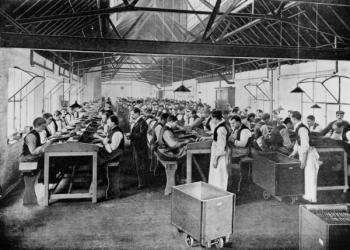 One of the cigar manufacturing departments at Messrs Salmon and Gluckstein's Ltd (litho) (b/w photo) | Obraz na stenu