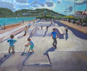 Skateboaders, Teignmouth, 2012 (oil on canvas) | Obraz na stenu