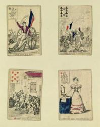 Four playing cards commemorating the heroes of July 1830, 1831 (coloured engraving) | Obraz na stenu