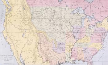 Map showing the localities of the Indian tribes of the US in 1833, illustration from 'The Indian Tribes of North America, Vol.3', by Thomas L. McKenney and James Hall, pub. by John Grant (colour litho) | Obraz na stenu