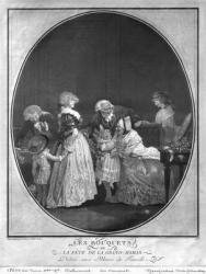Bunches of flowers or celebrating grandmother, 1788 (engraving) (b/w photo) | Obraz na stenu