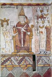 Pope Clement IV (c.1195-1268) Investing Charles of Anjou (1226-85) with the Kingdom of Sicily, 28th June 1265 (fresco) | Obraz na stenu