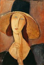 Portrait of Jeanne Hebuterne in a large hat, c.1918-19 (oil on canvas) | Obraz na stenu