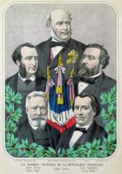 Famous Men of the French Republic: Jules Ferry (1832-93) Jules Grevy (1807-91) Leon Gambetta (1838-82) Victor Hugo (1802-85) and Louis Blanc (1813-82) 1873 (colour litho) | Obraz na stenu