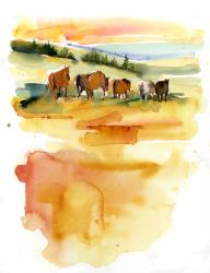 Horses at Sunset, 2015, (watercolor) | Obraz na stenu