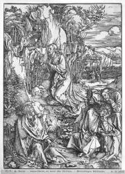 Jesus Christ on the Mount of Olives (woodcut) (b/w photo) | Obraz na stenu