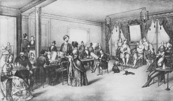 Women of Algiers in a Paris cafe, c.1860 (engraving) | Obraz na stenu