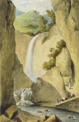 Waterfall on the Windward Road near Kingston, from 'A Picturesque Tour of the Island of Jamaica', engraved by Thomas Sutherland, 1824 (colour litho) | Obraz na stenu
