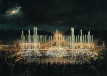 Illuminated Fountain Display in the Bassin de Neptune in Honour of Prince Francisco de Assisi de Bourbon (1822-1902) 21st August 1864 (oil on canvas) | Obraz na stenu