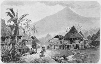 A Tagal village, Luzon in the Philippines, from 'The History of Mankind', Vol.1, by Prof. Friedrich Ratzel, 1896 (engraving) | Obraz na stenu