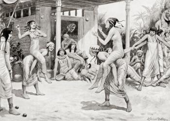 Young girls playing ball in the form of a dance in ancient Egypt, from Hutchinson's History of the Nations, pub.1915 | Obraz na stenu