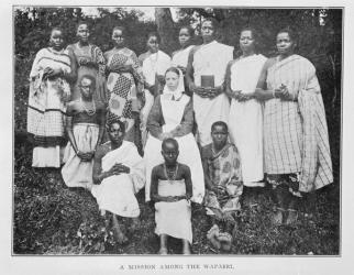 A Misson among the Waparri, from 'In Wildest Africa: the record of hunting and exploration trip through Uganda, Victoria Nyanza, the Kilimanjaro region and British East Africa', by Peter MacQueen, 1910 (b/w photo) | Obraz na stenu