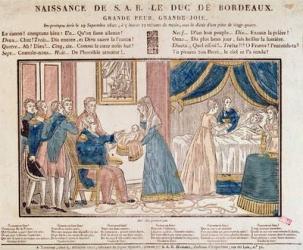 The birth of Henri Charles Ferdinand Marie Dieudonne de France, Duc de Bordeaux, Comte de Chambord on 29 September, 1820 (coloured wood engraving) | Obraz na stenu