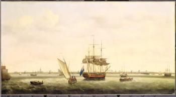 The Frigate 'Surprise' at Anchor off Great Yarmouth, Norfolk, c.1775 (oil on canvas) | Obraz na stenu