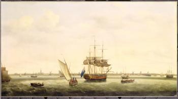 The Frigate 'Surprise' at Anchor off Great Yarmouth, Norfolk, c.1775 (oil on canvas) | Obraz na stenu