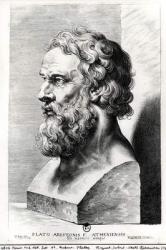 Bust of Plato (c.427-c.348 BC) engraved by Lucas Emil Vorsterman (1595-1675) (engraving) (b/w photo) | Obraz na stenu