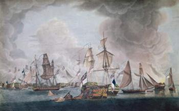 The Defeat of the Combined Forces of France and Spain at the Battle of Trafalgar in 1805 (colour engraving) | Obraz na stenu