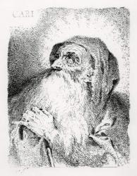 Monk in Contemplation (engraving) (b/w photo) | Obraz na stenu