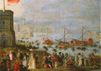 A fete in Venice (oil on canvas) | Obraz na stenu