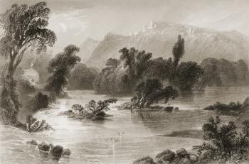 The Meeting of the Water, Vale of Avoca, County Wicklow, from 'Scenery and Antiquities of Ireland' by George Virtue, 1860s (engraving) | Obraz na stenu