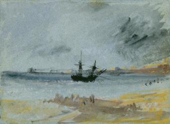 Ship Aground, Brighton, 1830 (black ink, w/c & bodycolour on paper) | Obraz na stenu