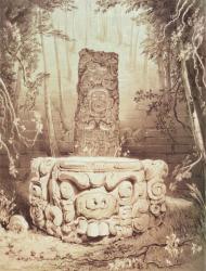 Mayan temple, Honduras (engraving) | Obraz na stenu