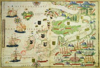 Map of Europe, from a facsimile of the 'Miller Atlas' by Pedro and Jorge Reinel, and Lopo Homem, made in 1519 | Obraz na stenu