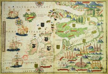 Map of Europe, from a facsimile of the 'Miller Atlas' by Pedro and Jorge Reinel, and Lopo Homem, made in 1519 | Obraz na stenu