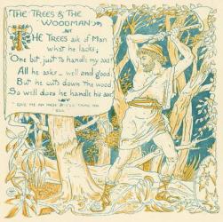 The Trees and the Woodman, illustration from 'Baby's Own Aesop', engraved and printed by Edmund Evans, London, published c.1920 (colour litho) | Obraz na stenu