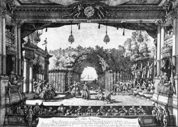 A performance of 'Le Turc Genereux' in Vienna on 6th April 1758, published in 1759 (engraving) | Obraz na stenu