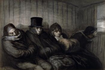 The Second Class Carriage, 1864 (w/c, ink wash & charcoal on paper) | Obraz na stenu