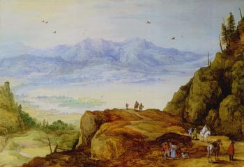 Extensive mountain landscape with a lake | Obraz na stenu