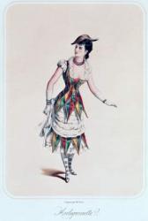 Costume design for a female harlequin, c.1880 (coloured engraving) | Obraz na stenu