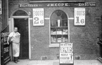 Bootmaker J. H. Cope, late C19th (b/w photo) | Obraz na stenu