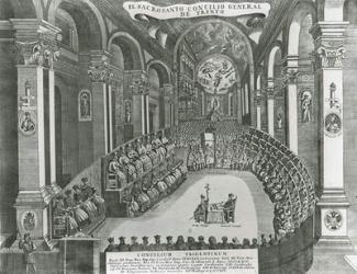 El Sacrosanto Concilio General de Trento (engraving) (b/w photo) | Obraz na stenu