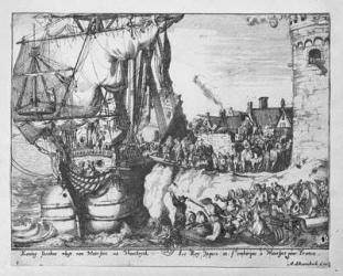 King James leaves Ireland after defeat at the Battle of the Boyne, 1690 (etching) | Obraz na stenu