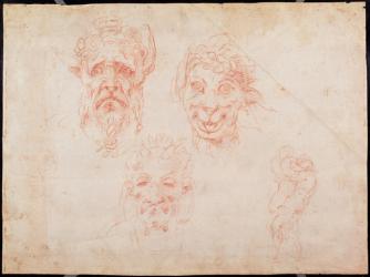 W.33 Sketches of satyrs' faces (red chalk on paper) | Obraz na stenu