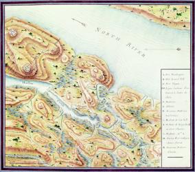 Reconnaissance of King's Bridge (North River), from 'Guerre de l'Amerique', c.1780-81 (colour engraving) | Obraz na stenu