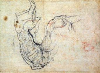 Preparatory Study for the Arm of Christ in the Last Judgement, 1535-41 (black chalk on paper) (recto) | Obraz na stenu