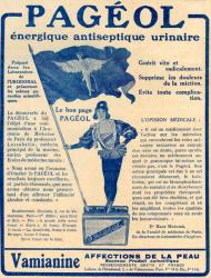 French advertisement, c.1916 for "Pagéol" an energetic urinary antiseptic. | Obraz na stenu