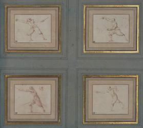 Four studies of a fencer, 1766-69 (pen & ink on paper) | Obraz na stenu