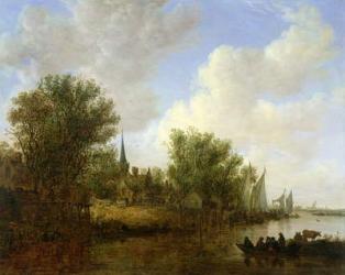 River scene with a View of Overschie, 1651 (oil on canvas) | Obraz na stenu