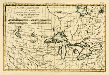 Western Canada, including the Five Great Lakes, from 'Atlas de Toutes les Parties Connues du Globe Terrestre' by Guillaume Raynal (1713-96), published J L Pellet, Geneva, 1780 (coloured engraving) | Obraz na stenu