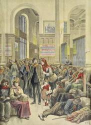 Italian Emigrants at Gare Saint-Lazare, from 'Le Petit Journal', 29th March 1896 (coloured engraving) | Obraz na stenu