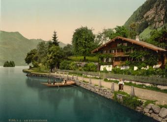 Brienz Lake, chalet on the lake, Bernese Oberland, Switzerland, c.1890-c.1900 | Obraz na stenu