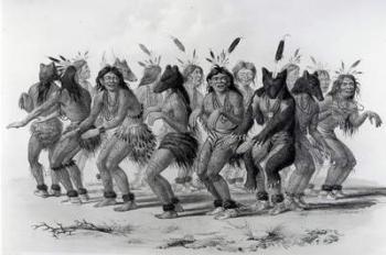 Native American Bear Dance, engraved by John McGahey (engraving) | Obraz na stenu