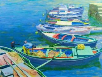 Fishing Boats (oil on board) | Obraz na stenu
