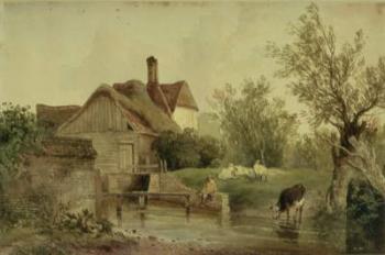 Landscape with a cottage | Obraz na stenu