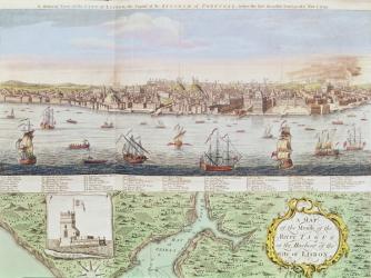 View of Lisbon, 1755 (coloured engraving) | Obraz na stenu