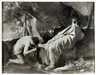 Midas at the source of the River Pactolus (oil on canvas) (b/w photo) | Obraz na stenu